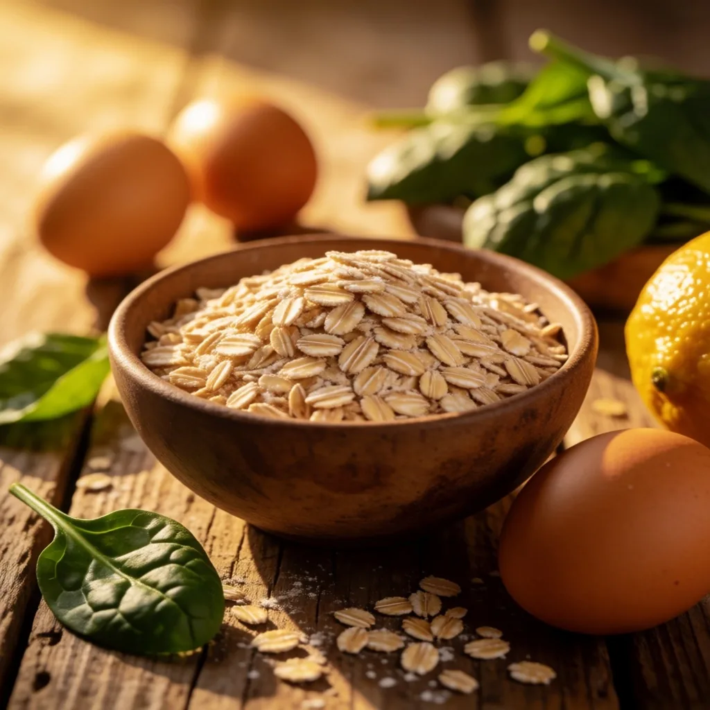 Natural food sources of B-vitamins in morning light