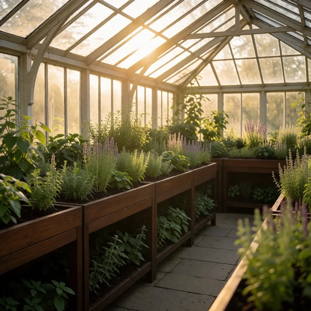 Botanical conservatory with medicinal herbs